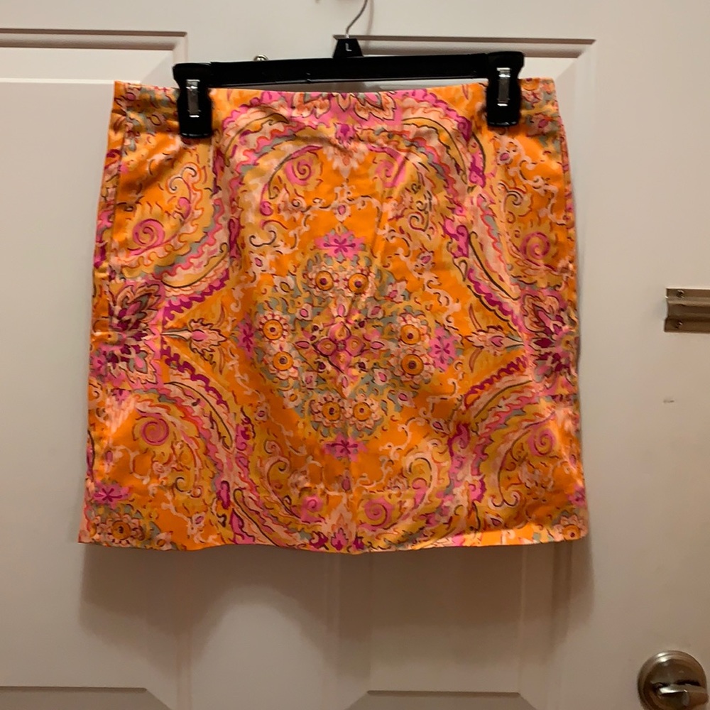 J.Crew Factory orange printed skirt Size 2